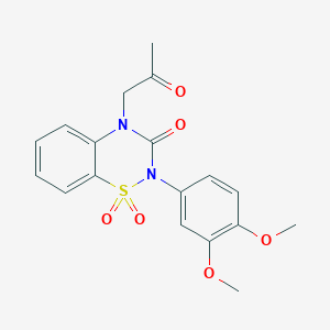 molecular formula C18H18N2O6S B6450646 2-(3,4-dimethoxyphenyl)-4-(2-oxopropyl)-3,4-dihydro-2H-1??,2,4-benzothiadiazine-1,1,3-trione CAS No. 2549005-20-9