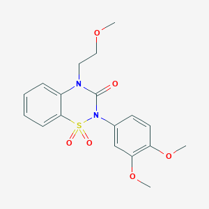 molecular formula C18H20N2O6S B6450657 2-(3,4-dimethoxyphenyl)-4-(2-methoxyethyl)-3,4-dihydro-2H-1??,2,4-benzothiadiazine-1,1,3-trione CAS No. 2549015-87-2