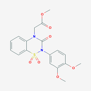 molecular formula C18H18N2O7S B6450672 methyl 2-[2-(3,4-dimethoxyphenyl)-1,1,3-trioxo-3,4-dihydro-2H-1??,2,4-benzothiadiazin-4-yl]acetate CAS No. 2549046-23-1
