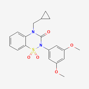 molecular formula C19H20N2O5S B6450693 4-(cyclopropylmethyl)-2-(3,5-dimethoxyphenyl)-3,4-dihydro-2H-1??,2,4-benzothiadiazine-1,1,3-trione CAS No. 2548991-59-7