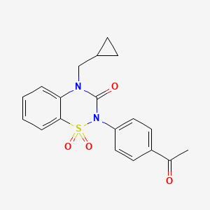 molecular formula C19H18N2O4S B6450698 2-(4-acetylphenyl)-4-(cyclopropylmethyl)-3,4-dihydro-2H-1??,2,4-benzothiadiazine-1,1,3-trione CAS No. 2640899-35-8