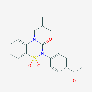 molecular formula C19H20N2O4S B6450706 2-(4-acetylphenyl)-4-(2-methylpropyl)-3,4-dihydro-2H-1??,2,4-benzothiadiazine-1,1,3-trione CAS No. 2640965-99-5