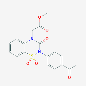 molecular formula C18H16N2O6S B6450720 methyl 2-[2-(4-acetylphenyl)-1,1,3-trioxo-3,4-dihydro-2H-1??,2,4-benzothiadiazin-4-yl]acetate CAS No. 2640956-63-2