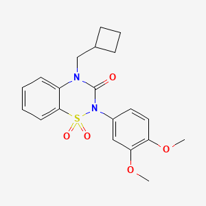 molecular formula C20H22N2O5S B6450735 4-(cyclobutylmethyl)-2-(3,4-dimethoxyphenyl)-3,4-dihydro-2H-1??,2,4-benzothiadiazine-1,1,3-trione CAS No. 2640842-62-0