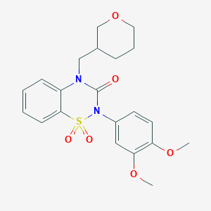 molecular formula C21H24N2O6S B6450741 2-(3,4-dimethoxyphenyl)-4-[(oxan-3-yl)methyl]-3,4-dihydro-2H-1??,2,4-benzothiadiazine-1,1,3-trione CAS No. 2640902-50-5