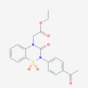 molecular formula C19H18N2O6S B6450748 ethyl 2-[2-(4-acetylphenyl)-1,1,3-trioxo-3,4-dihydro-2H-1??,2,4-benzothiadiazin-4-yl]acetate CAS No. 2640888-48-6