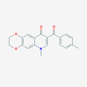 molecular formula C20H17NO4 B6450750 6-methyl-8-(4-methylbenzoyl)-2H,3H,6H,9H-[1,4]dioxino[2,3-g]quinolin-9-one CAS No. 2640886-61-7