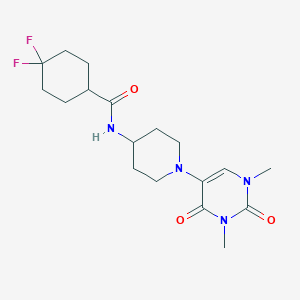molecular formula C18H26F2N4O3 B6450812 N-[1-(1,3-dimethyl-2,4-dioxo-1,2,3,4-tetrahydropyrimidin-5-yl)piperidin-4-yl]-4,4-difluorocyclohexane-1-carboxamide CAS No. 2549066-00-2