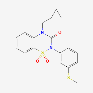 molecular formula C18H18N2O3S2 B6450875 4-(cyclopropylmethyl)-2-[3-(methylsulfanyl)phenyl]-3,4-dihydro-2H-1??,2,4-benzothiadiazine-1,1,3-trione CAS No. 2549006-72-4