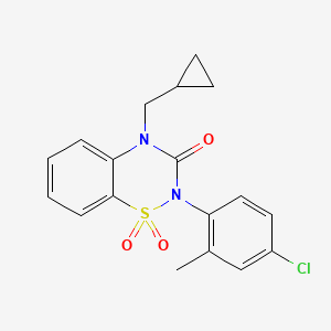 molecular formula C18H17ClN2O3S B6450894 2-(4-chloro-2-methylphenyl)-4-(cyclopropylmethyl)-3,4-dihydro-2H-1??,2,4-benzothiadiazine-1,1,3-trione CAS No. 2548994-13-2