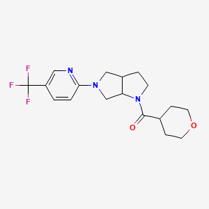 molecular formula C18H22F3N3O2 B6450901 2-[1-(oxane-4-carbonyl)-octahydropyrrolo[3,4-b]pyrrol-5-yl]-5-(trifluoromethyl)pyridine CAS No. 2549064-90-4