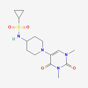 molecular formula C14H22N4O4S B6450902 N-[1-(1,3-dimethyl-2,4-dioxo-1,2,3,4-tetrahydropyrimidin-5-yl)piperidin-4-yl]cyclopropanesulfonamide CAS No. 2549024-83-9