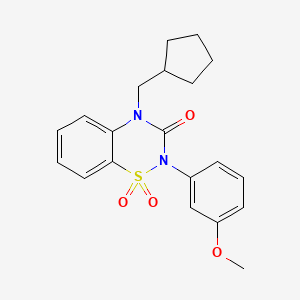 molecular formula C20H22N2O4S B6450904 4-(cyclopentylmethyl)-2-(3-methoxyphenyl)-3,4-dihydro-2H-1??,2,4-benzothiadiazine-1,1,3-trione CAS No. 2549045-72-7