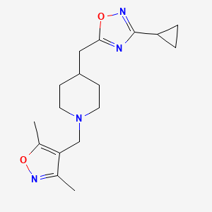 molecular formula C17H24N4O2 B6450940 4-[(3-cyclopropyl-1,2,4-oxadiazol-5-yl)methyl]-1-[(3,5-dimethyl-1,2-oxazol-4-yl)methyl]piperidine CAS No. 2640843-70-3