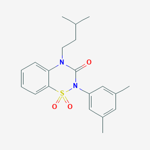 molecular formula C20H24N2O3S B6451014 2-(3,5-dimethylphenyl)-4-(3-methylbutyl)-3,4-dihydro-2H-1??,2,4-benzothiadiazine-1,1,3-trione CAS No. 2549012-53-3