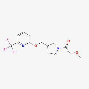 molecular formula C14H17F3N2O3 B6451033 2-methoxy-1-[3-({[6-(trifluoromethyl)pyridin-2-yl]oxy}methyl)pyrrolidin-1-yl]ethan-1-one CAS No. 2549012-39-5