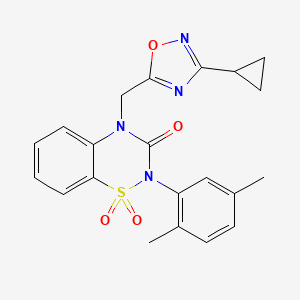 molecular formula C21H20N4O4S B6451045 4-[(3-cyclopropyl-1,2,4-oxadiazol-5-yl)methyl]-2-(2,5-dimethylphenyl)-3,4-dihydro-2H-1??,2,4-benzothiadiazine-1,1,3-trione CAS No. 2640889-38-7