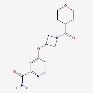 molecular formula C15H19N3O4 B6451066 4-{[1-(oxane-4-carbonyl)azetidin-3-yl]oxy}pyridine-2-carboxamide CAS No. 2640815-06-9
