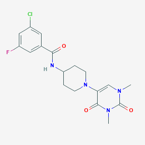 3-chloro-N-[1-(1,3-dimethyl-2,4-dioxo-1,2,3,4-tetrahydropyrimidin-5-yl)piperidin-4-yl]-5-fluorobenzamide