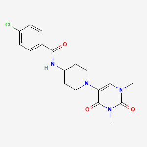 molecular formula C18H21ClN4O3 B6451191 4-chloro-N-[1-(1,3-dimethyl-2,4-dioxo-1,2,3,4-tetrahydropyrimidin-5-yl)piperidin-4-yl]benzamide CAS No. 2549003-94-1