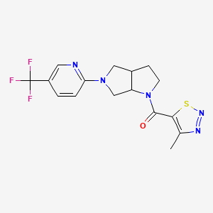 molecular formula C16H16F3N5OS B6451198 2-[1-(4-methyl-1,2,3-thiadiazole-5-carbonyl)-octahydropyrrolo[2,3-c]pyrrol-5-yl]-5-(trifluoromethyl)pyridine CAS No. 2548990-51-6