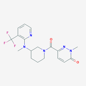 molecular formula C18H20F3N5O2 B6451237 2-methyl-6-(3-{methyl[3-(trifluoromethyl)pyridin-2-yl]amino}piperidine-1-carbonyl)-2,3-dihydropyridazin-3-one CAS No. 2549036-00-0