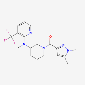 molecular formula C18H22F3N5O B6451244 N-[1-(1,5-dimethyl-1H-pyrazole-3-carbonyl)piperidin-3-yl]-N-methyl-3-(trifluoromethyl)pyridin-2-amine CAS No. 2548992-10-3