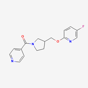 molecular formula C16H16FN3O2 B6451250 5-fluoro-2-{[1-(pyridine-4-carbonyl)pyrrolidin-3-yl]methoxy}pyridine CAS No. 2548996-51-4