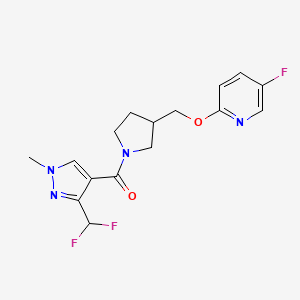 molecular formula C16H17F3N4O2 B6451253 2-({1-[3-(difluoromethyl)-1-methyl-1H-pyrazole-4-carbonyl]pyrrolidin-3-yl}methoxy)-5-fluoropyridine CAS No. 2549005-48-1