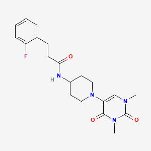 molecular formula C20H25FN4O3 B6451277 N-[1-(1,3-dimethyl-2,4-dioxo-1,2,3,4-tetrahydropyrimidin-5-yl)piperidin-4-yl]-3-(2-fluorophenyl)propanamide CAS No. 2549018-09-7