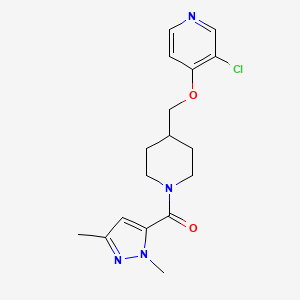 molecular formula C17H21ClN4O2 B6451284 3-chloro-4-{[1-(1,3-dimethyl-1H-pyrazole-5-carbonyl)piperidin-4-yl]methoxy}pyridine CAS No. 2640862-06-0