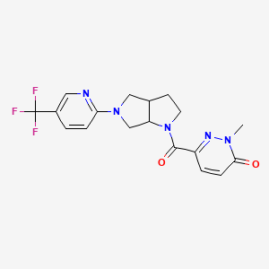 molecular formula C18H18F3N5O2 B6451296 2-methyl-6-{5-[5-(trifluoromethyl)pyridin-2-yl]-octahydropyrrolo[3,4-b]pyrrole-1-carbonyl}-2,3-dihydropyridazin-3-one CAS No. 2549025-36-5