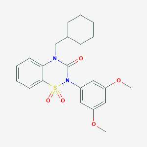 molecular formula C22H26N2O5S B6451300 4-(cyclohexylmethyl)-2-(3,5-dimethoxyphenyl)-3,4-dihydro-2H-1??,2,4-benzothiadiazine-1,1,3-trione CAS No. 2548975-34-2