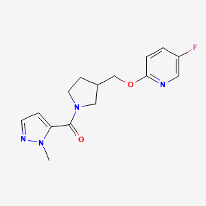 molecular formula C15H17FN4O2 B6451320 5-fluoro-2-{[1-(1-methyl-1H-pyrazole-5-carbonyl)pyrrolidin-3-yl]methoxy}pyridine CAS No. 2549052-70-0