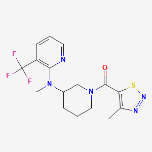molecular formula C16H18F3N5OS B6451350 N-methyl-N-[1-(4-methyl-1,2,3-thiadiazole-5-carbonyl)piperidin-3-yl]-3-(trifluoromethyl)pyridin-2-amine CAS No. 2549037-40-1