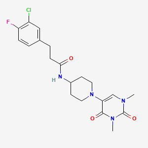 molecular formula C20H24ClFN4O3 B6451369 3-(3-chloro-4-fluorophenyl)-N-[1-(1,3-dimethyl-2,4-dioxo-1,2,3,4-tetrahydropyrimidin-5-yl)piperidin-4-yl]propanamide CAS No. 2549012-11-3