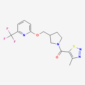 molecular formula C15H15F3N4O2S B6451433 2-{[1-(4-methyl-1,2,3-thiadiazole-5-carbonyl)pyrrolidin-3-yl]methoxy}-6-(trifluoromethyl)pyridine CAS No. 2549037-49-0