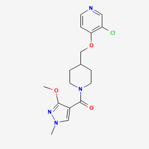 molecular formula C17H21ClN4O3 B6451512 3-chloro-4-{[1-(3-methoxy-1-methyl-1H-pyrazole-4-carbonyl)piperidin-4-yl]methoxy}pyridine CAS No. 2549063-61-6