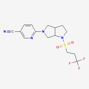 molecular formula C15H17F3N4O2S B6451528 6-[1-(3,3,3-trifluoropropanesulfonyl)-octahydropyrrolo[2,3-c]pyrrol-5-yl]pyridine-3-carbonitrile CAS No. 2549031-74-3
