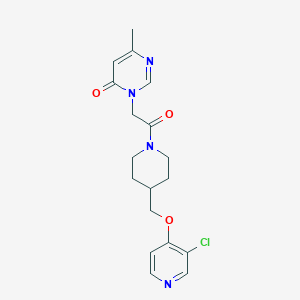 molecular formula C18H21ClN4O3 B6451553 3-[2-(4-{[(3-chloropyridin-4-yl)oxy]methyl}piperidin-1-yl)-2-oxoethyl]-6-methyl-3,4-dihydropyrimidin-4-one CAS No. 2640966-78-3