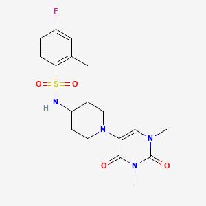 molecular formula C18H23FN4O4S B6451601 N-[1-(1,3-dimethyl-2,4-dioxo-1,2,3,4-tetrahydropyrimidin-5-yl)piperidin-4-yl]-4-fluoro-2-methylbenzene-1-sulfonamide CAS No. 2548991-39-3