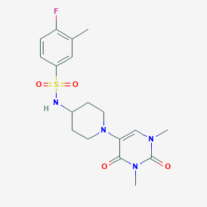 molecular formula C18H23FN4O4S B6451619 N-[1-(1,3-dimethyl-2,4-dioxo-1,2,3,4-tetrahydropyrimidin-5-yl)piperidin-4-yl]-4-fluoro-3-methylbenzene-1-sulfonamide CAS No. 2548990-06-1