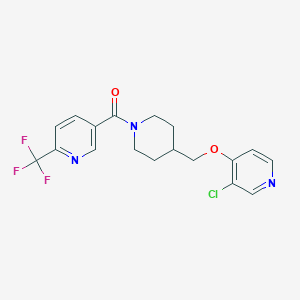 molecular formula C18H17ClF3N3O2 B6451682 5-(4-{[(3-chloropyridin-4-yl)oxy]methyl}piperidine-1-carbonyl)-2-(trifluoromethyl)pyridine CAS No. 2640971-58-8