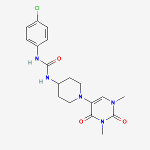 molecular formula C18H22ClN5O3 B6451683 1-(4-chlorophenyl)-3-[1-(1,3-dimethyl-2,4-dioxo-1,2,3,4-tetrahydropyrimidin-5-yl)piperidin-4-yl]urea CAS No. 2549034-80-0