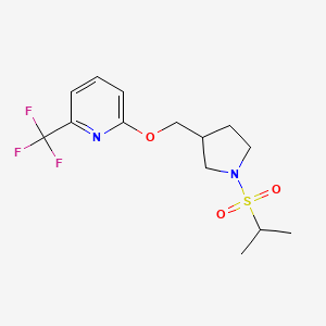 molecular formula C14H19F3N2O3S B6451693 2-{[1-(propane-2-sulfonyl)pyrrolidin-3-yl]methoxy}-6-(trifluoromethyl)pyridine CAS No. 2549015-42-9