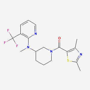 molecular formula C18H21F3N4OS B6451700 N-[1-(2,4-dimethyl-1,3-thiazole-5-carbonyl)piperidin-3-yl]-N-methyl-3-(trifluoromethyl)pyridin-2-amine CAS No. 2549029-04-9