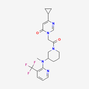 molecular formula C21H24F3N5O2 B6451725 6-cyclopropyl-3-[2-(3-{methyl[3-(trifluoromethyl)pyridin-2-yl]amino}piperidin-1-yl)-2-oxoethyl]-3,4-dihydropyrimidin-4-one CAS No. 2549009-00-7
