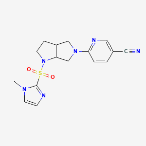 molecular formula C16H18N6O2S B6451739 6-{1-[(1-methyl-1H-imidazol-2-yl)sulfonyl]-octahydropyrrolo[2,3-c]pyrrol-5-yl}pyridine-3-carbonitrile CAS No. 2549062-75-9