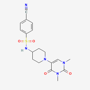 molecular formula C18H21N5O4S B6451743 4-cyano-N-[1-(1,3-dimethyl-2,4-dioxo-1,2,3,4-tetrahydropyrimidin-5-yl)piperidin-4-yl]benzene-1-sulfonamide CAS No. 2640835-33-0