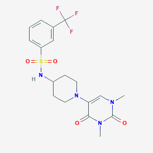 molecular formula C18H21F3N4O4S B6451753 N-[1-(1,3-dimethyl-2,4-dioxo-1,2,3,4-tetrahydropyrimidin-5-yl)piperidin-4-yl]-3-(trifluoromethyl)benzene-1-sulfonamide CAS No. 2640964-09-4